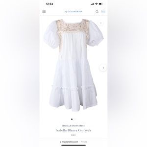 Mi Golondrina Isabella Blanca Oro Seda Dress